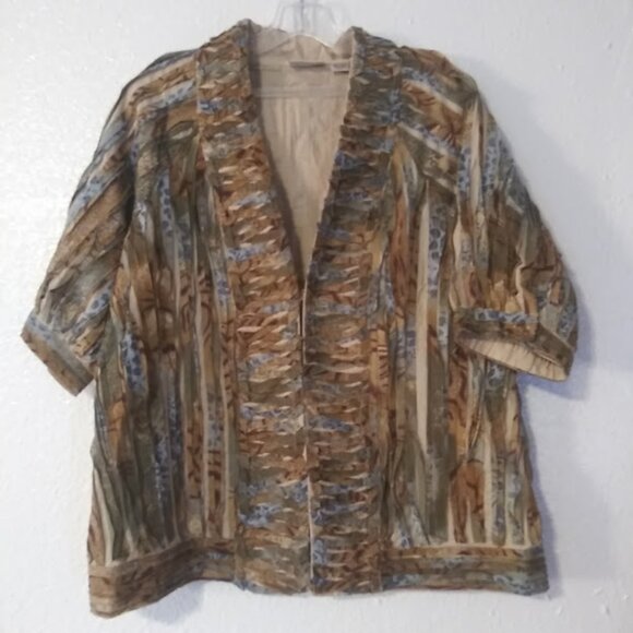 Chico's women's size 2 (L) multicolored short sleeve cardigan - Picture 1 of 13